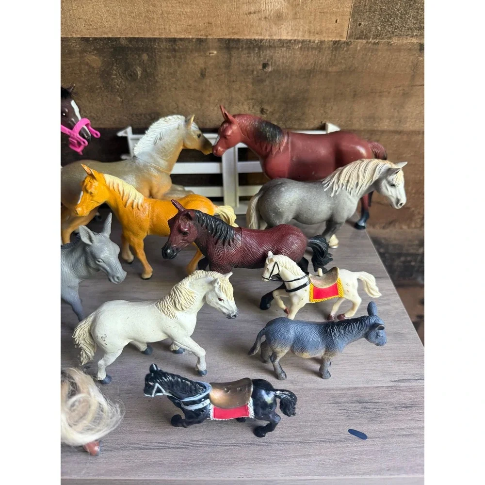 Lot of 23 Toy Horses & Donkey Mixed Brands  Horse Figures Farm Ranch Play